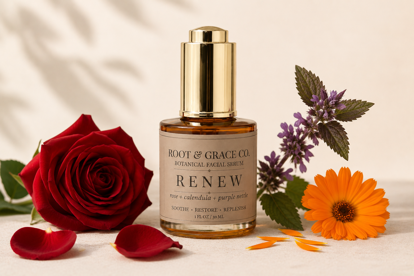 Renew Botanical Facial Serum | Rose + Calendula + Purple Dead Nettle